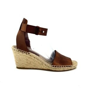 VINCE Brown Leather Espadrille Wedge Sandals Size 41 (US 10.5) Open Toe Brown